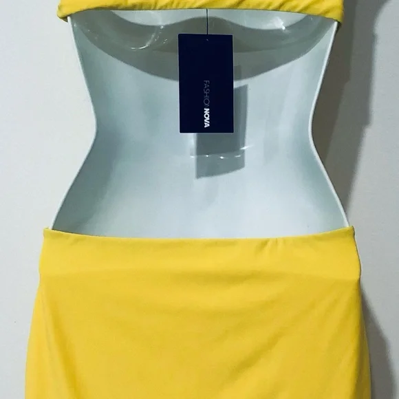 THINK OF ME TUBE MINI DRESS YELLOW.SIZE SMALL - Picture 6 of 7